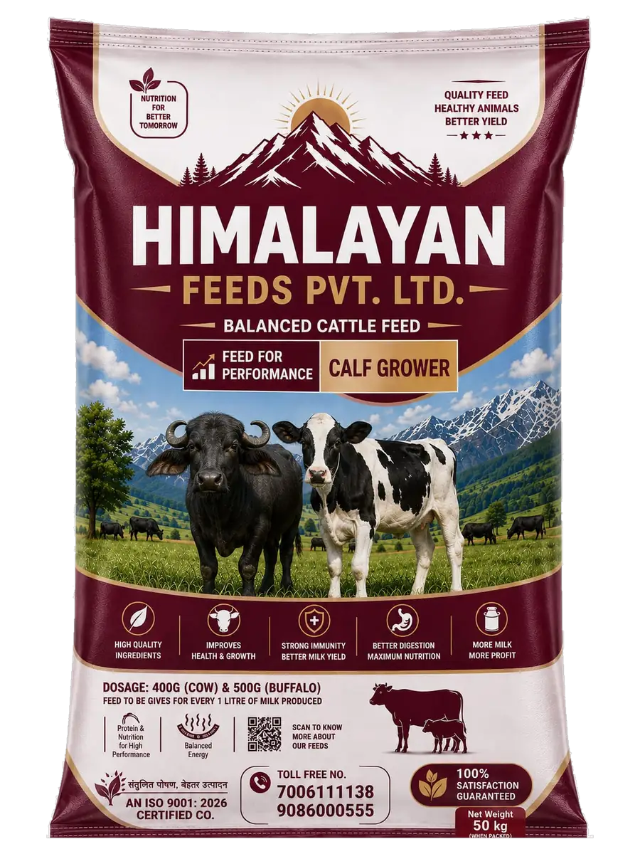 Himalayan Feeds Calf Grower — balanced cattle feed, 50 kg bag