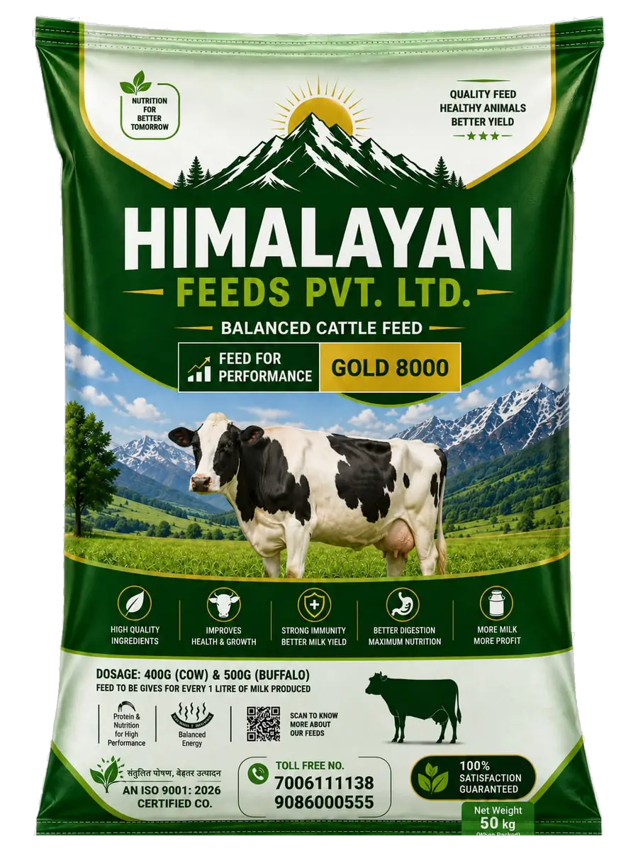 Himalayan Feeds Gold 8000 — balanced cattle feed, 50 kg bag